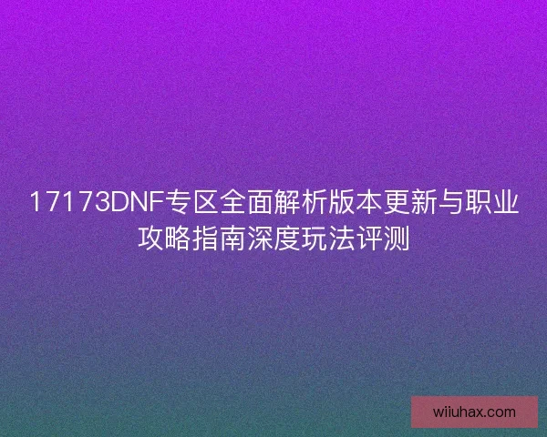 17173DNF专区全面解析版本更新与职业攻略指南深度玩法评测