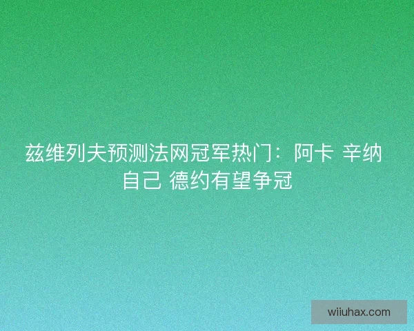 兹维列夫预测法网冠军热门：阿卡 辛纳 自己 德约有望争冠